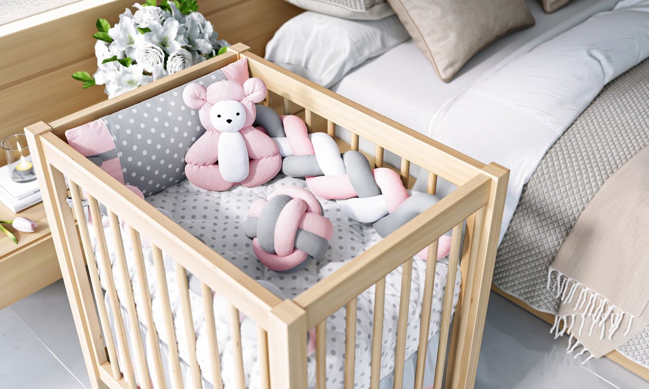 Kit Mini Berço Trança Poá Rosa — vista alternativa