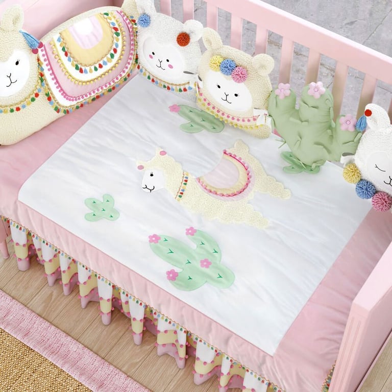 Edredom de Berço Estampado Amiguinhas Lhamas