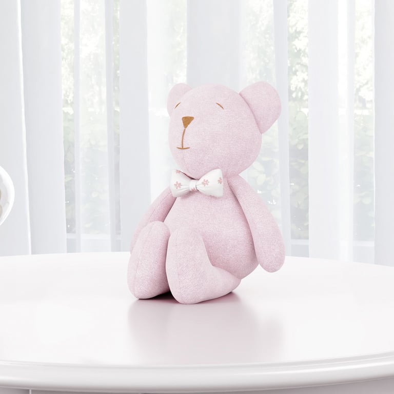 Ursinha Rosa com Laço Floral 15cm