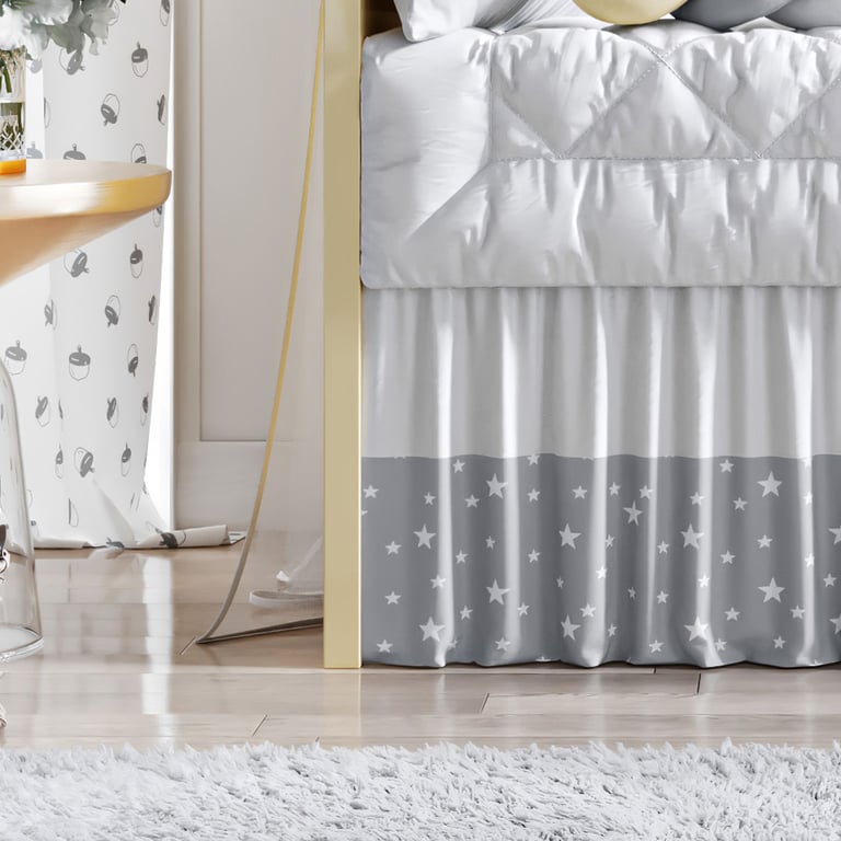 Saia de Berço Barra Estrelinhas Cinza