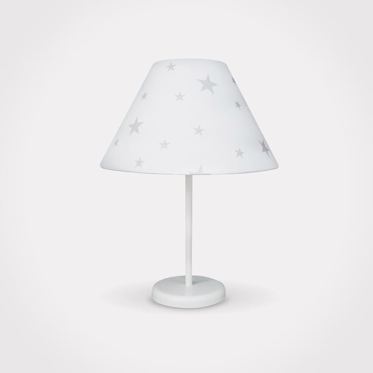 Abajur Simples Branco Estrelinhas Cinza