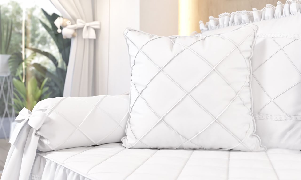 Almofada Nervura Branco Clássico 38cm