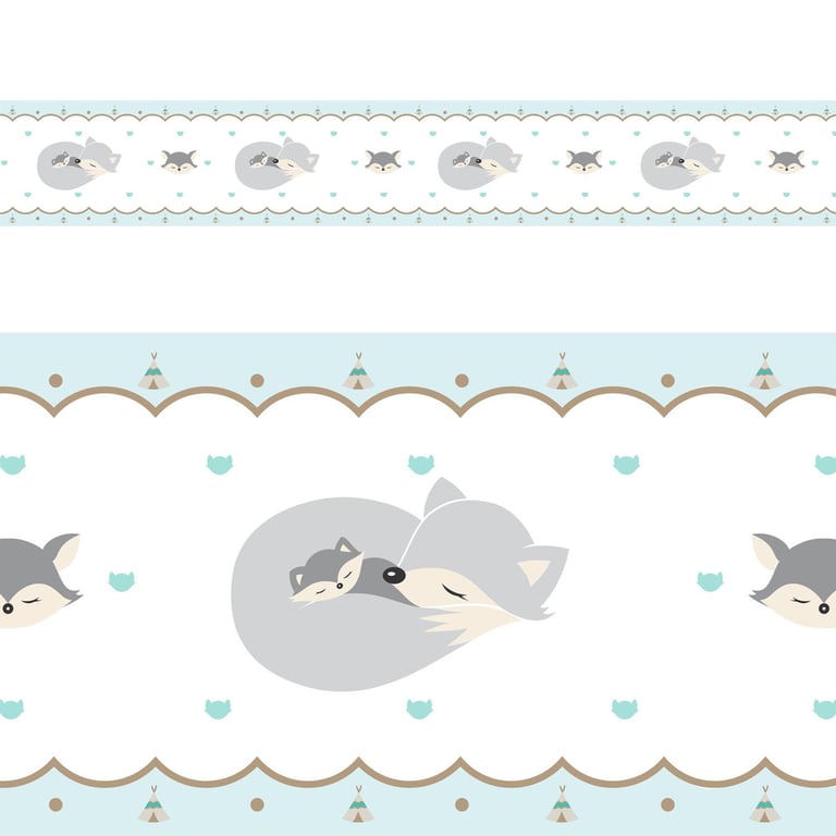 Faixa Adesiva de Parede Raposinhas Cinza