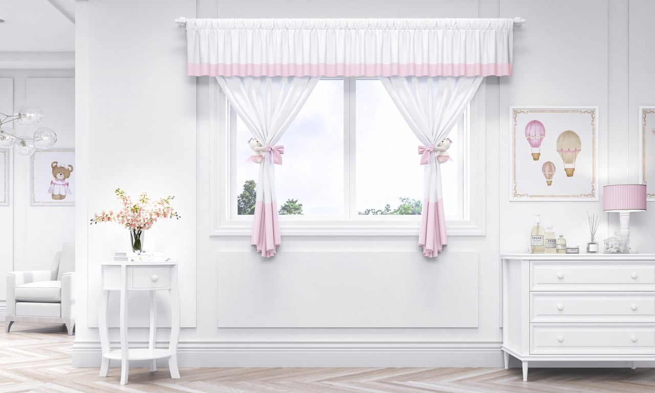 Cortina Luxo Branca/Azul 1,50m