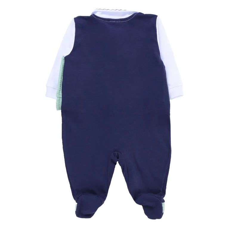 Saída de Maternidade Aconchego do Bebê com Pé Bordado Azul Marinho e Verde — vista alternativa