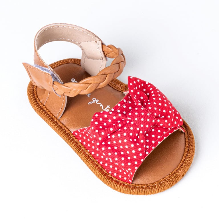 Sandália de Bebê com Faixa de Cabelo Maxi Lacinho Poá Vermelho Tam 15 — vista alternativa