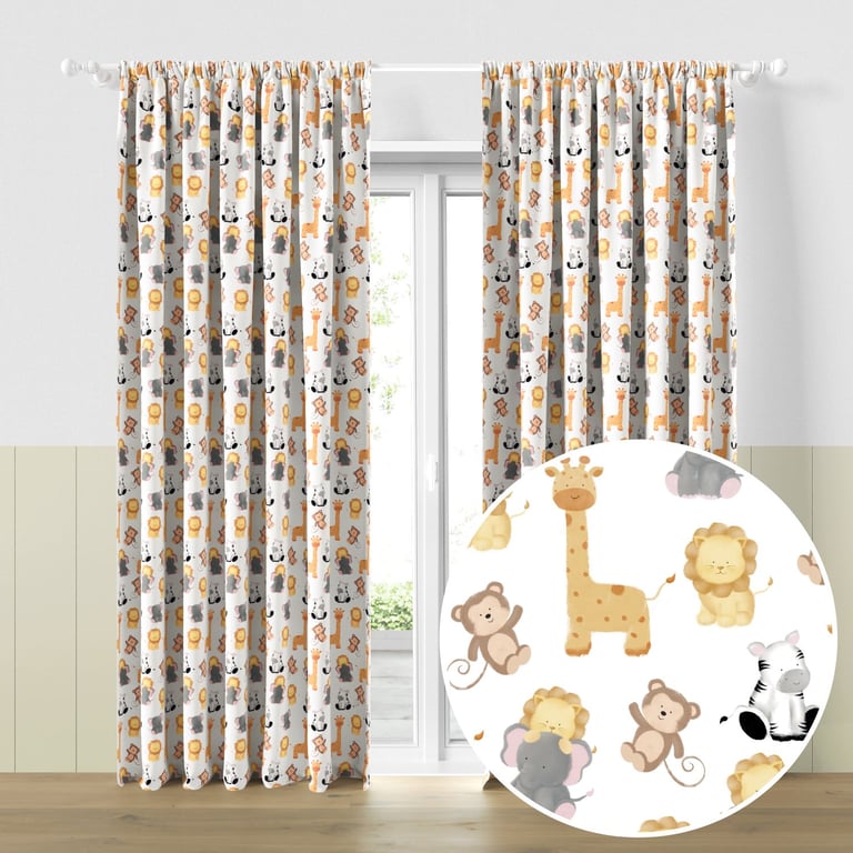 Cortina Infantil e Bebê Safári Aquarela