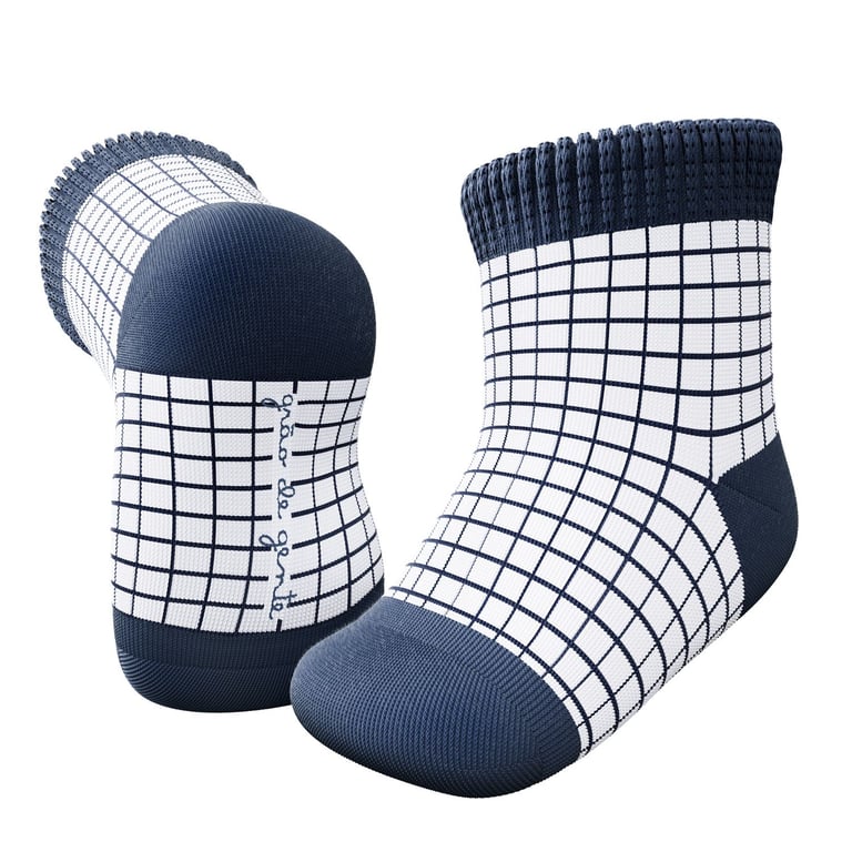 Meia Bebê Grid Azul Marinho