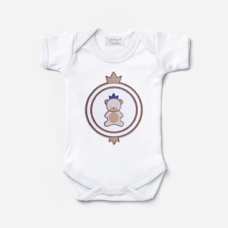 Body Manga Curta Urso Teddy Realeza Tam P