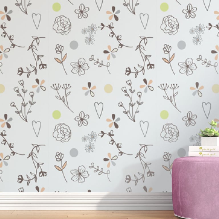 Papel de Parede Abstrato Retrô Flores 3M