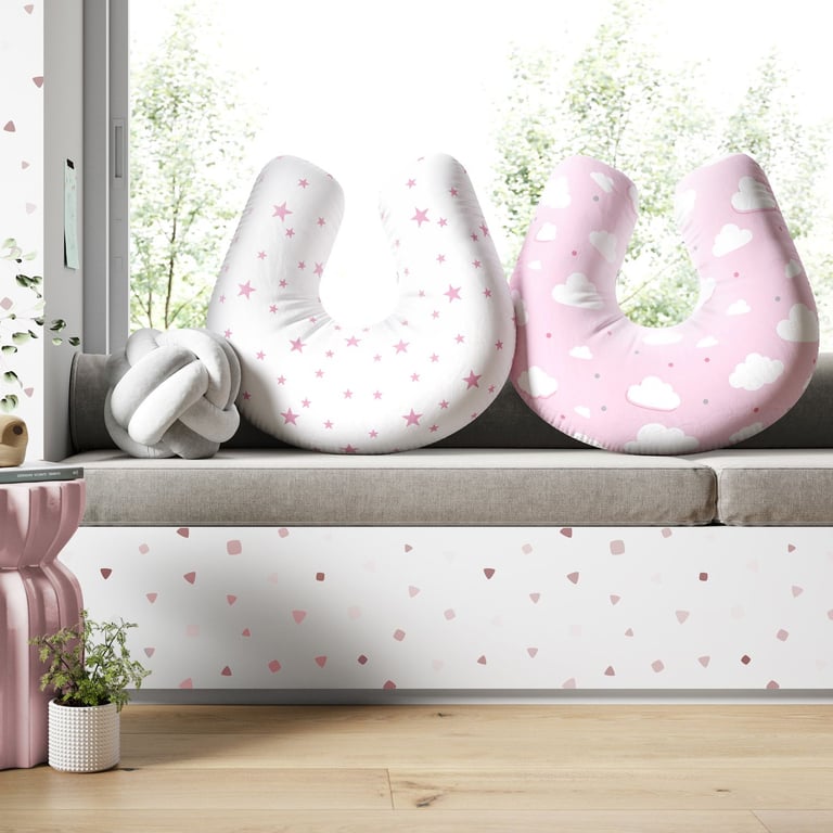 Almofada Amamentação Dupla Face Nuvem Estrelinha Rosa