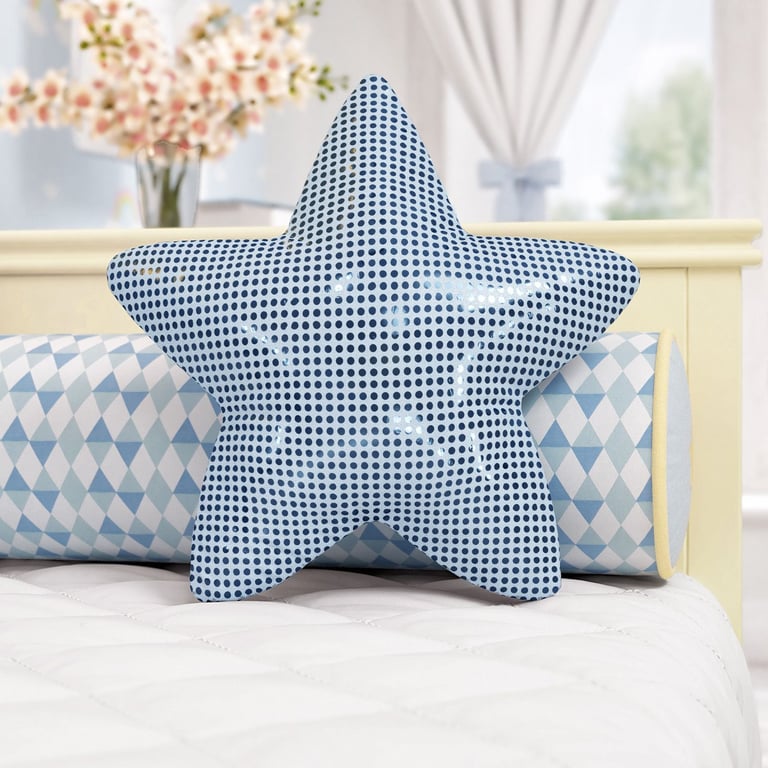 Almofada Estrela Paetê Rosa 38cm