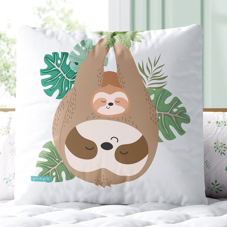 Almofada Quadrada Mamãe e Bebê Preguicinha 30cm