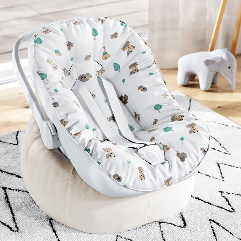 Capa de Bebê Conforto com Protetor de Cinto Raposinha Cinza