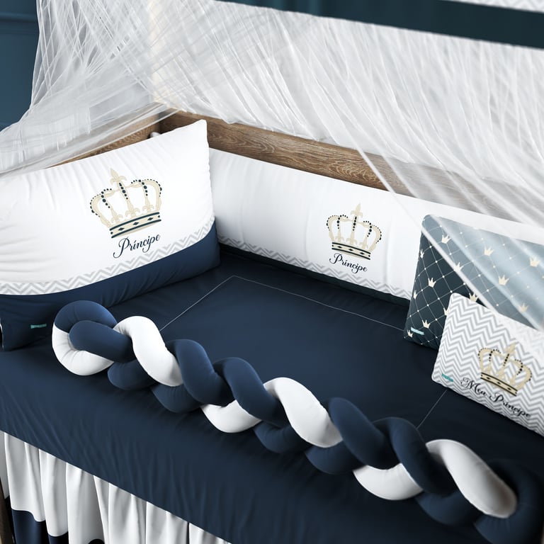 Kit Berço Trança Coroa Meu Príncipe Azul Marinho — vista alternativa