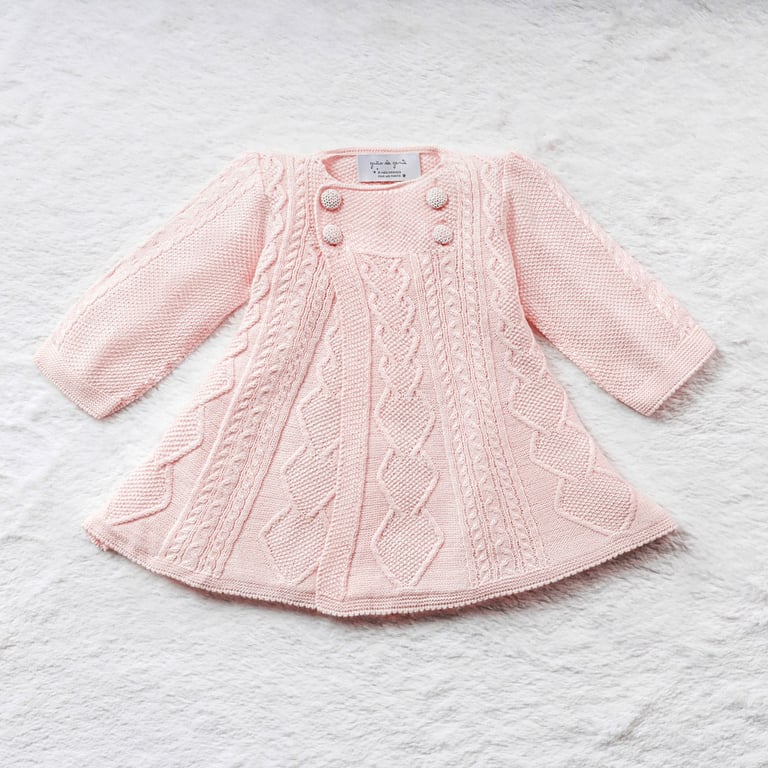 Saída Maternidade Tricot Casaco Princesa Rosa 03 Peças — vista alternativa