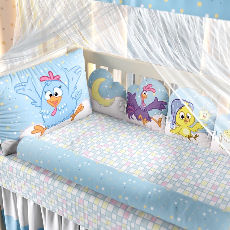 Kit Berço 3 em 1 Galinha Pintadinha Estrelinha