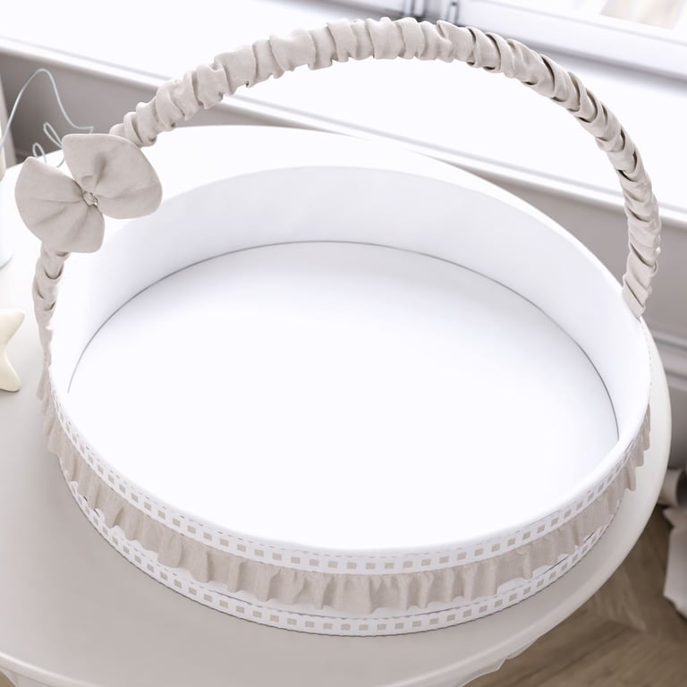 Cesta com Babado e Laço Bege