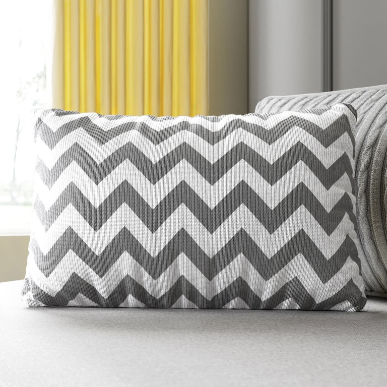 Almofada Retangular Tricot Chevron Cinza 45cm