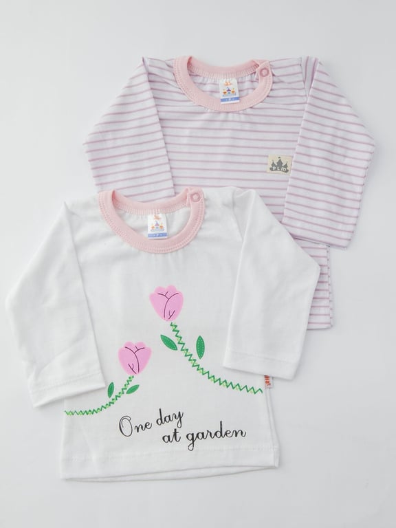 Kit Blusinha Manga Longa Rosa com 2 peças