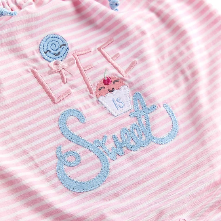 Macacão Curto Life is Sweet Listrado Rosa — vista alternativa
