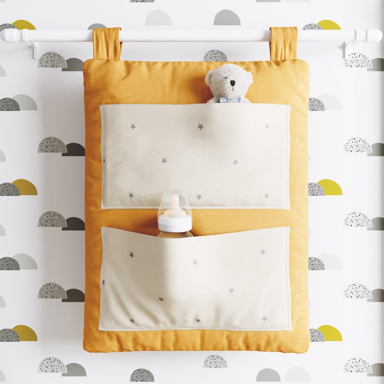 Porta Fraldas Estrelinhas Laranja e Bege