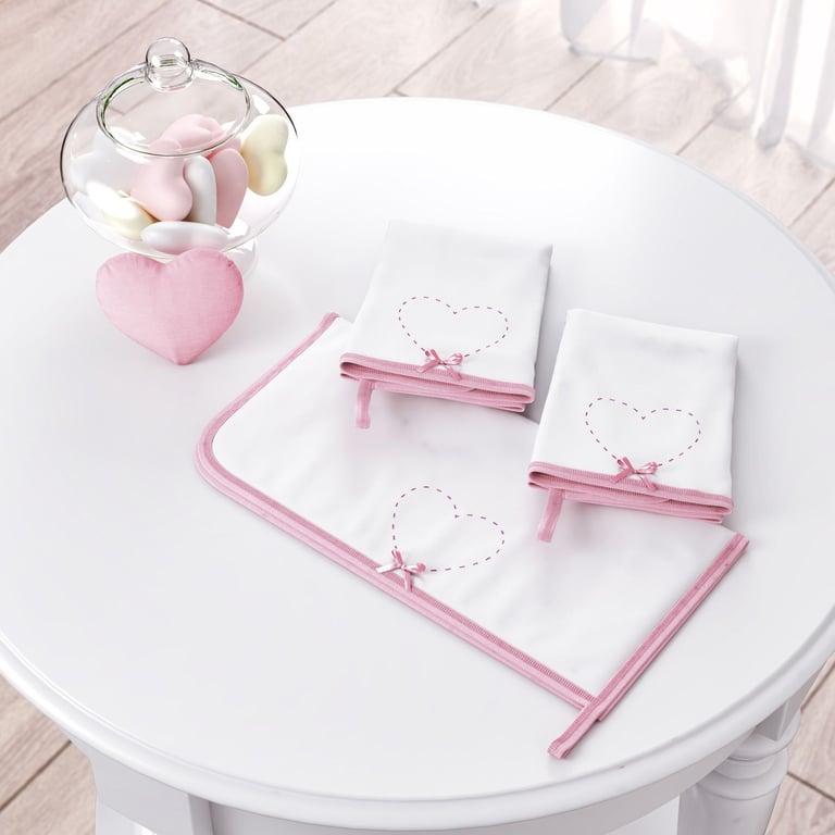 Jogo de Fraldas de Boca Malha Coração