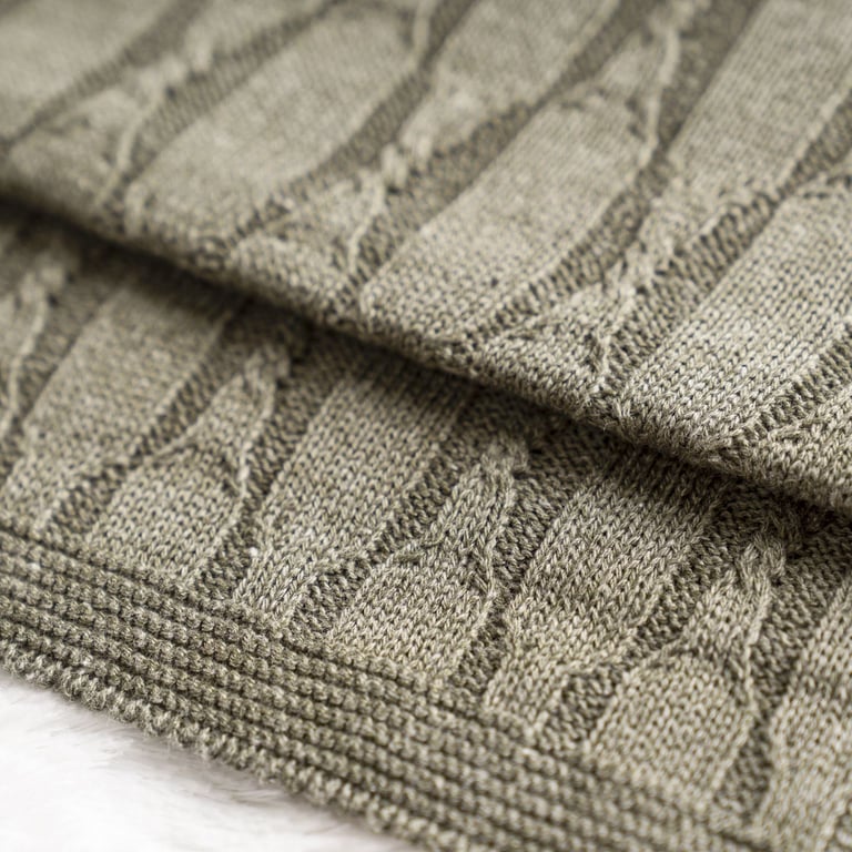 Manta Bebê Tricot Trama Aram Verde Musgo 80cm