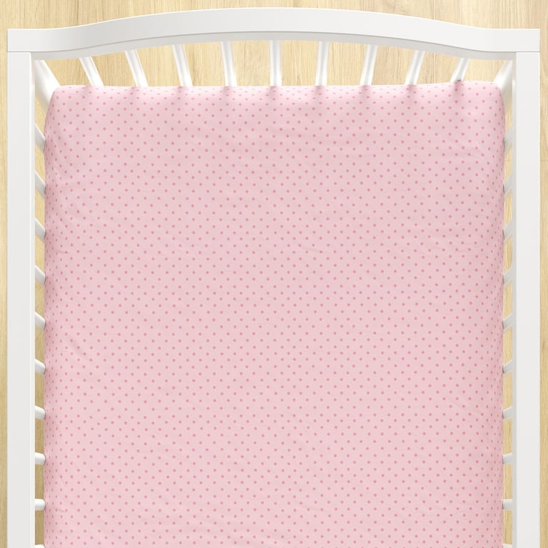 Lençol Berço com Elástico Petit Poá Branco e Rosa — vista alternativa