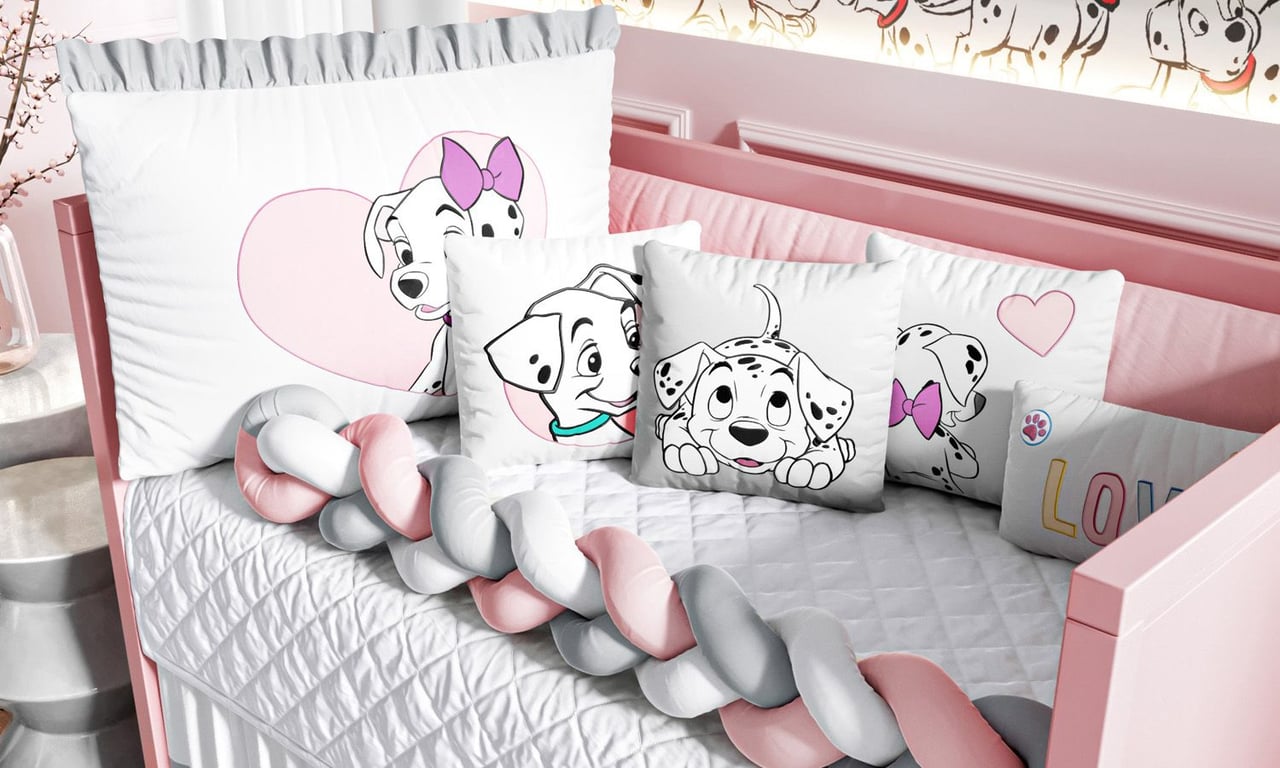 Kit Berço Trança 101 Dálmatas Rosa