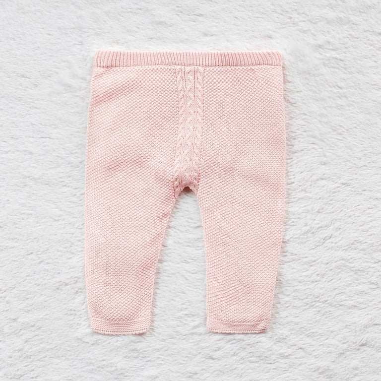 Calça Bebê Tricot Trança Rosa