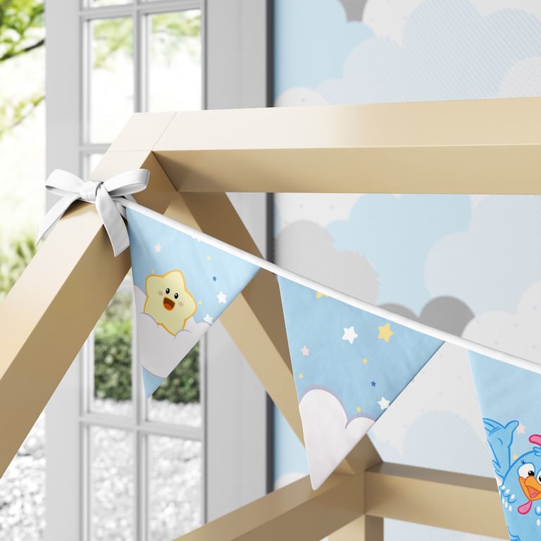 Varal de Cama Bandeirinhas Galinha Pintadinha Estrelinha 1,60