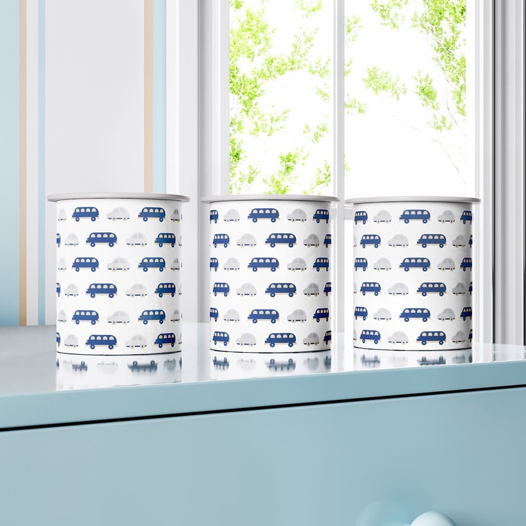 Jogo de Potes Redondos Carrinhos Azul Marinho