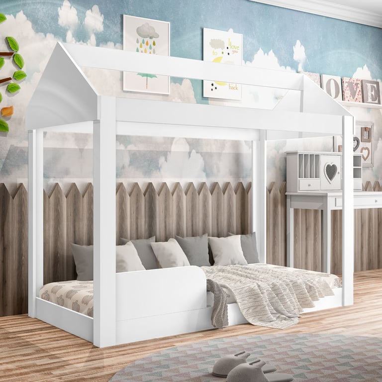 Mini Cama Casinha Montessoriana Branco Carol