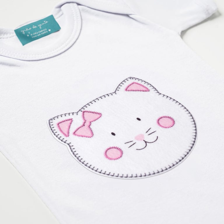 Body Manga Curta Amiguinha Gatinha Rosa Tam P — vista alternativa