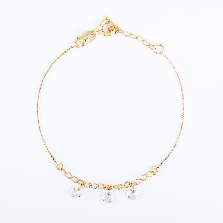 Pulseira Infantil Menina Linda com Zircônia Cristal Ouro