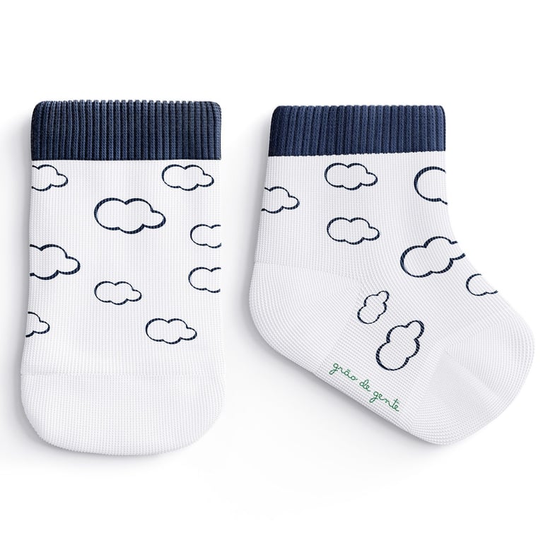 Meia Bebê Nuvens Azul Marinho