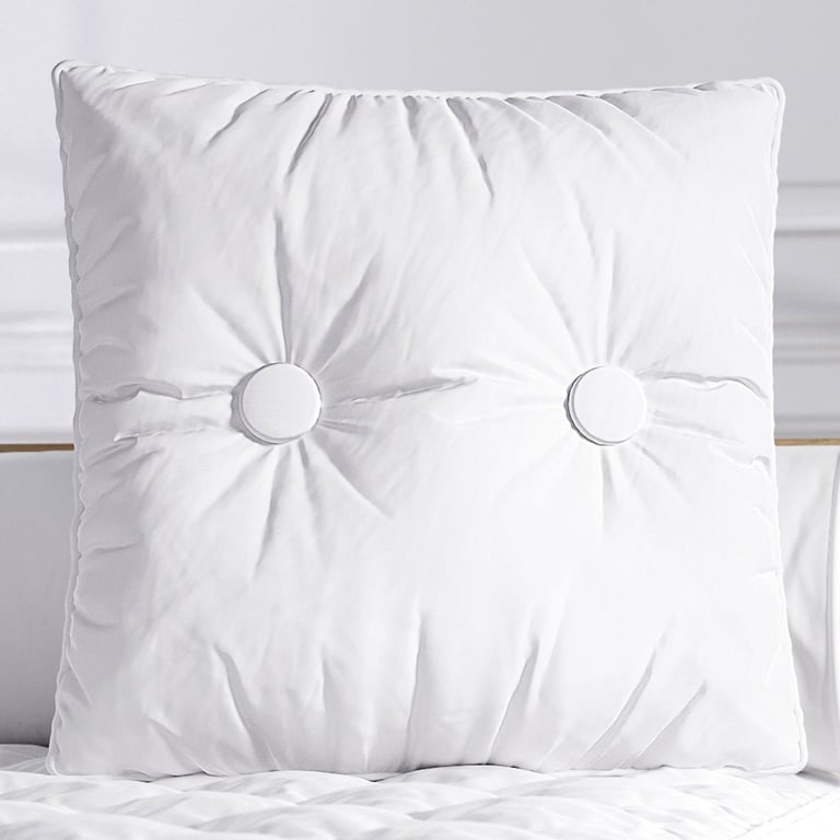 Almofada Quadrada Botões Branca 38cm