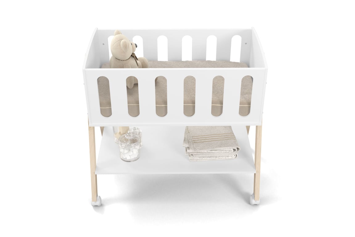 Mini Berço Sissi Branco Soft Natural + Mini Colchão Brinde