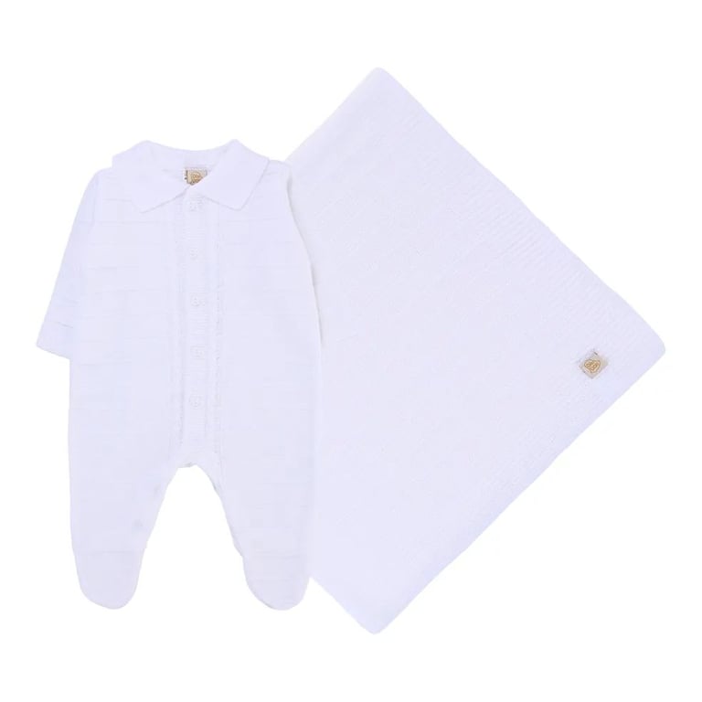 Saída Maternidade Din Don Trançada com Botões Azul Marinho