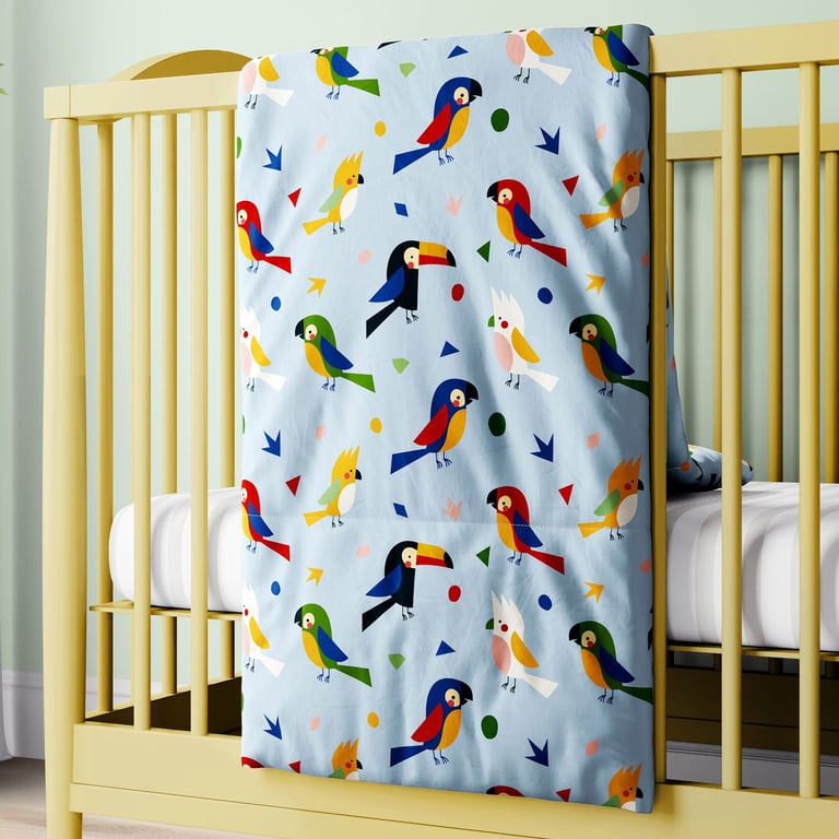 Edredom de Berço Passarada Azul