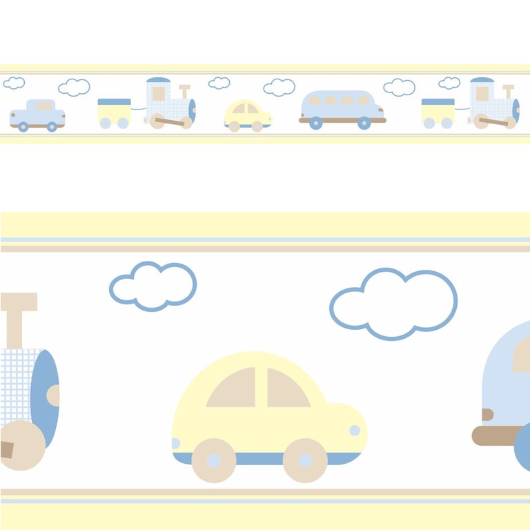 Faixa Adesiva de Parede Carrinhos Amarelo