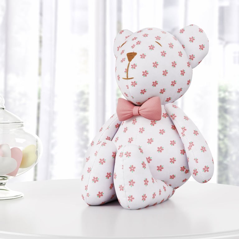 Ursinha Floral com Laço Rosé 42 cm