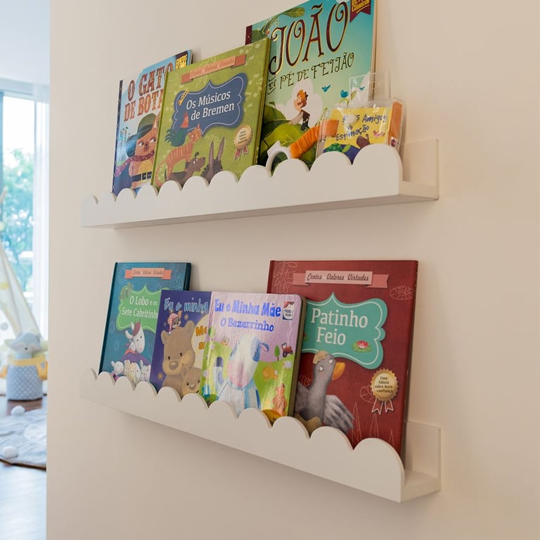 Prateleira para Livros Ondinha Branco 75cm
