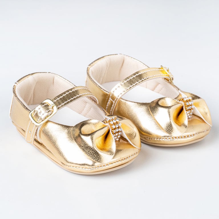 Sapatinho de Bebê Dorothy Laço e Strass Verniz Rosa Tam 17