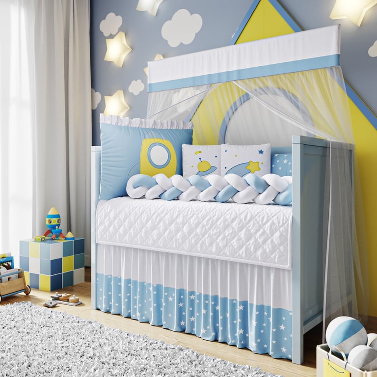 Kit Berço Trança Foguete Azul — vista alternativa