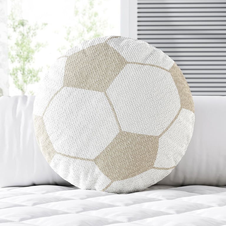 Almofada Redonda Tricot Bola de Futebol Bege — vista alternativa