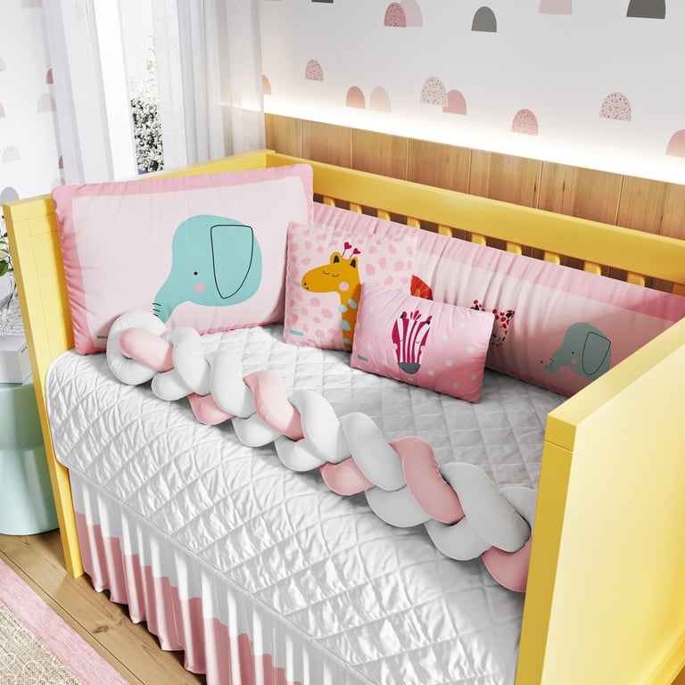 Kit Berço Trança Safári Moderno Rosa — vista alternativa