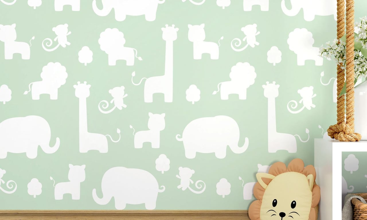Papel de Parede Amiguinhos Safári Verde 3m — vista alternativa