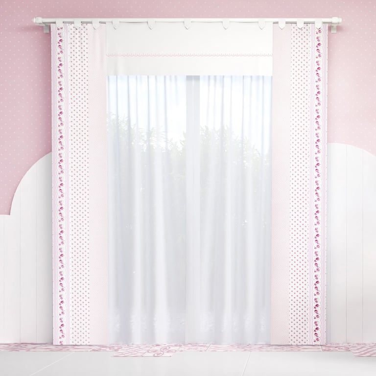 Cortina Patchwork Rosa 1,50m